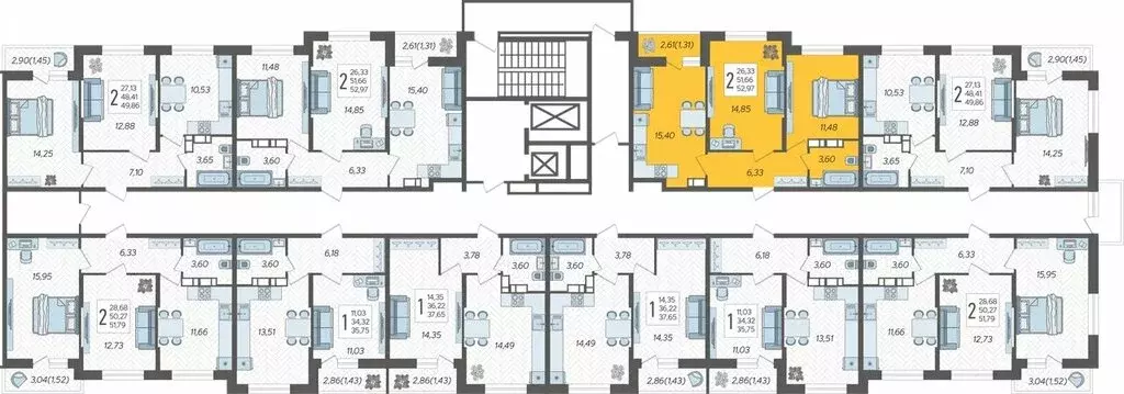 2-комнатная квартира: Краснодар, жилой комплекс Смородина (52.97 м) - Фото 1