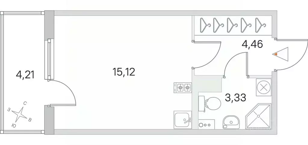 Студия Санкт-Петербург пос. Стрельна, просп. Буденного, 24к3 (22.91 м) - Фото 0