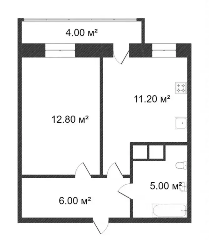 1-к кв. Тюменская область, Тюмень ул. Андрея Бушуева, 2 (34.6 м) - Фото 2