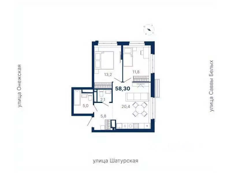 2-к кв. Свердловская область, Екатеринбург ул. Шатурская (58.3 м) - Фото 0