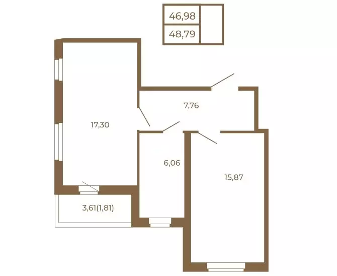 1-комнатная квартира: Сертолово, ЖК Новая История (48.79 м) - Фото 2