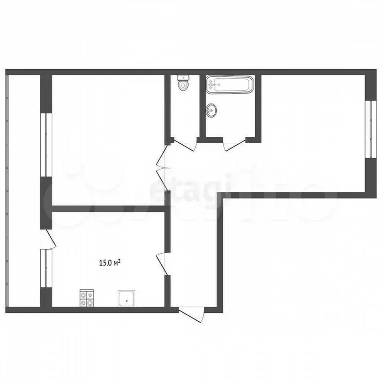 2-к. квартира, 56 м, 4/10 эт. - Фото 0