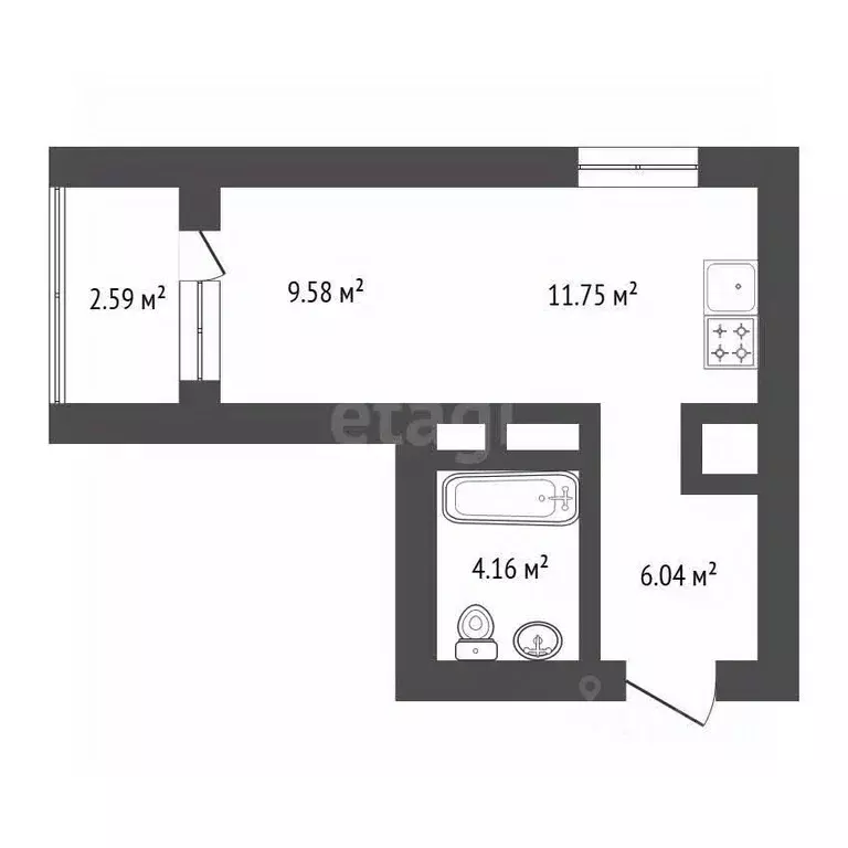1-к кв. Амурская область, Благовещенск Краснофлотская ул., 78 (34.38 ... - Фото 1