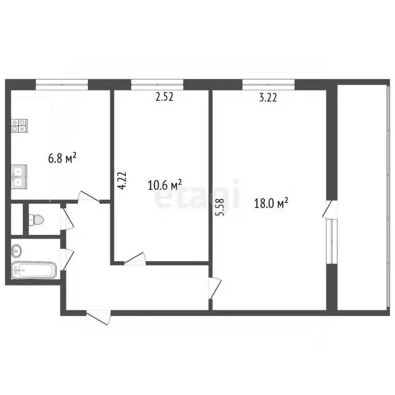 2-к кв. Москва Медынская ул., 5К1 (46.5 м) - Фото 2