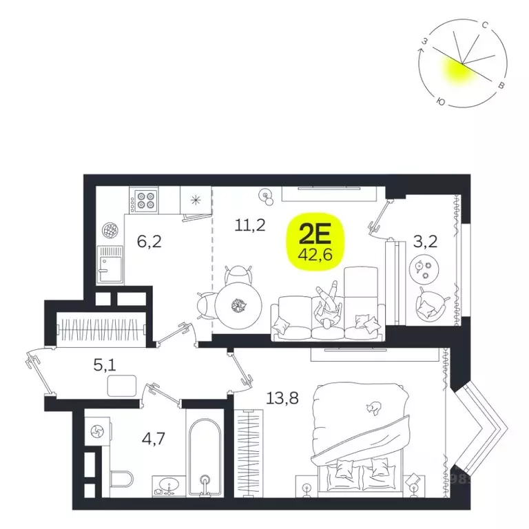 2-к кв. Свердловская область, Екатеринбург Южная Ботаника жилрайон, ... - Фото 1