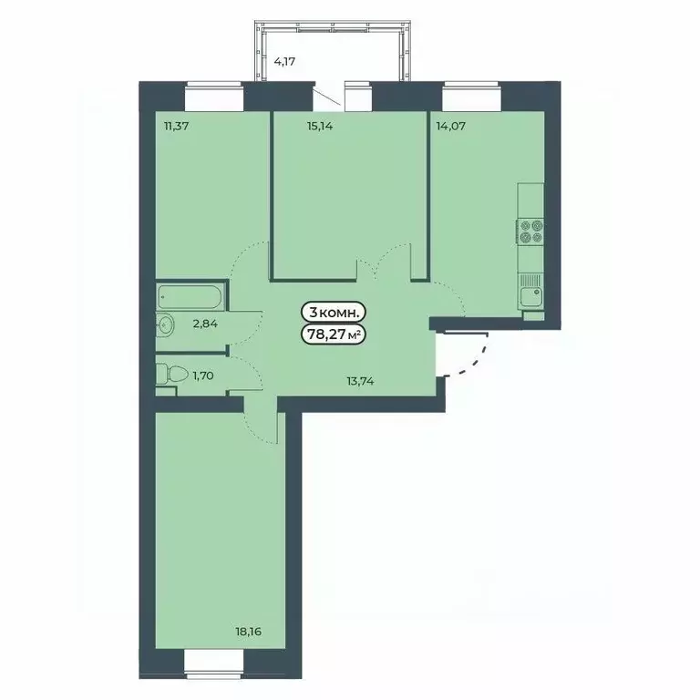 3-к кв. Красноярский край, Красноярск ул. Светлова, 25/1 (78.27 м) - Фото 1