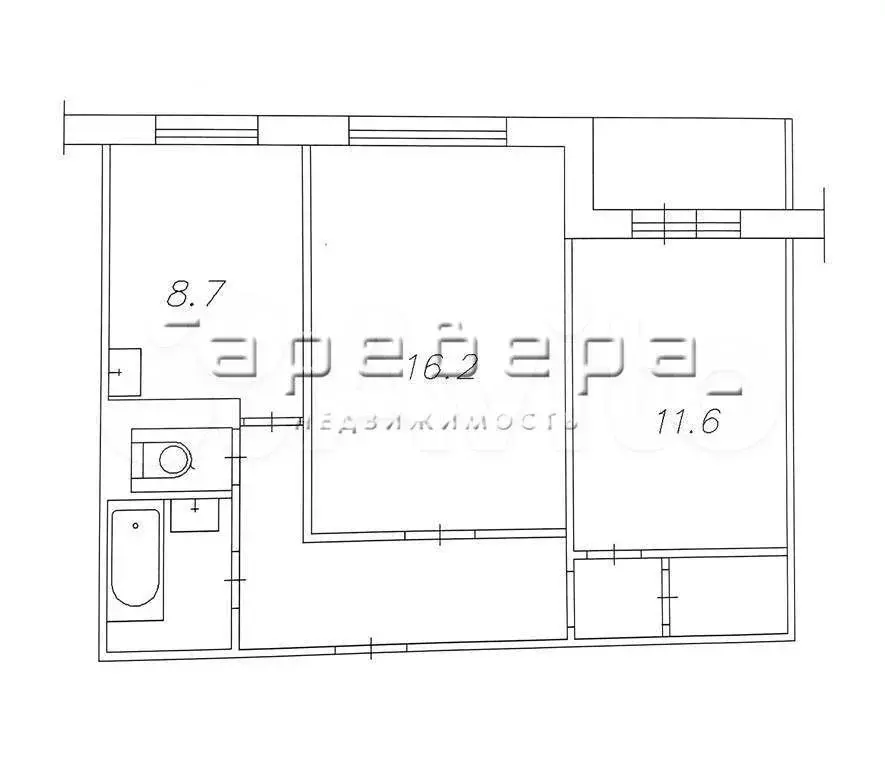 2-к. квартира, 52 м, 1/9 эт. - Фото 0