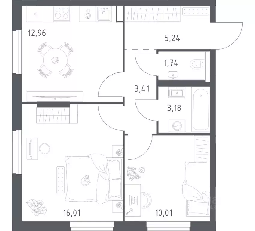 2-к кв. Башкортостан, Уфа ул. Минигали Губайдуллина, 8к9 (52.55 м) - Фото 1