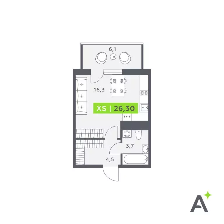 Квартира-студия: Кудрово, Солнечная улица, 10к1 (26.3 м) - Фото 1