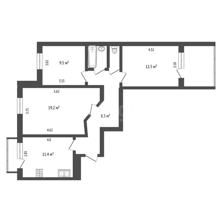 3-комнатная квартира: Симферополь, Тупой переулок, 11 (68.8 м) - Фото 0