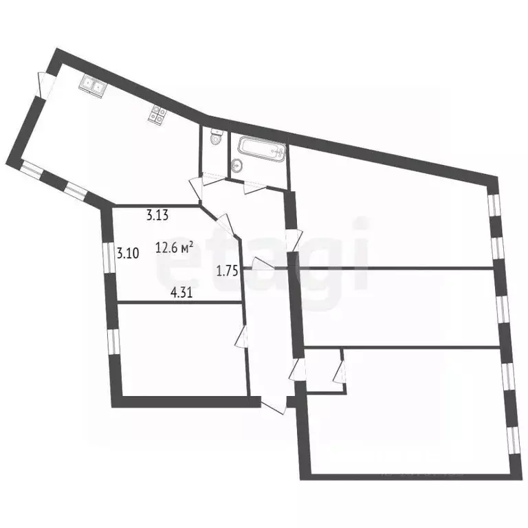 Комната Санкт-Петербург ул. Моисеенко, 3/14 (12.6 м) - Фото 2