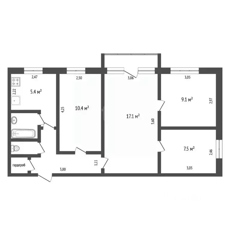 4-к кв. Тюменская область, Тюмень ул. Карла Маркса, 123 (60.9 м) - Фото 2