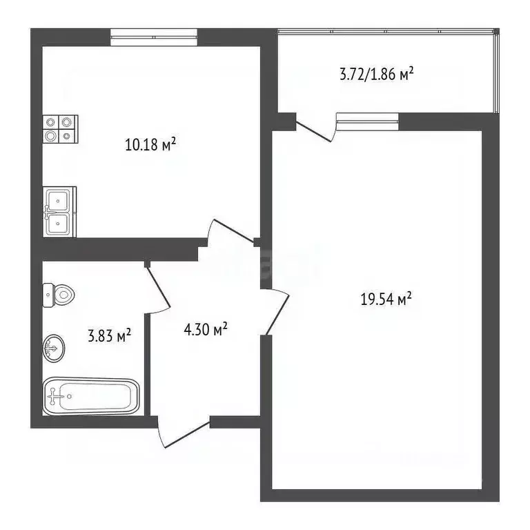 1-к кв. Краснодарский край, Анапа ул. Ленина, 194 (37.5 м) - Фото 1