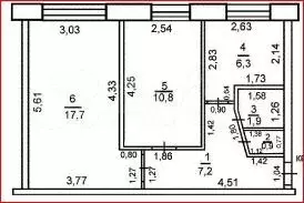 2-к. квартира, 44,8 м, 1/5 эт. - Фото 0