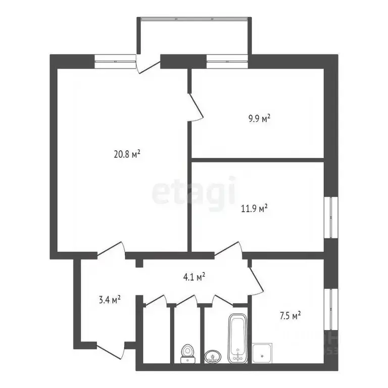3-к кв. Красноярский край, Красноярск имени газеты Красноярский ... - Фото 1