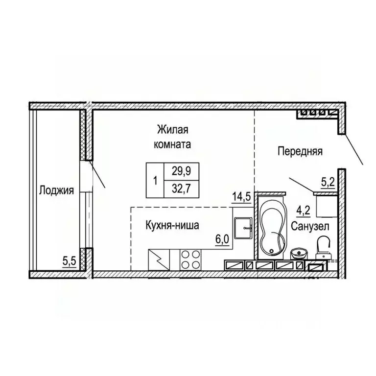 1-к кв. Приморский край, Владивосток ул. Ладыгина (32.7 м) - Фото 0