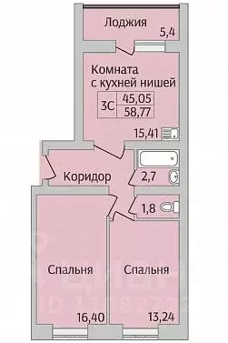 3-к кв. Новосибирская область, Новосибирск ул. Юности, 9 (58.77 м) - Фото 0