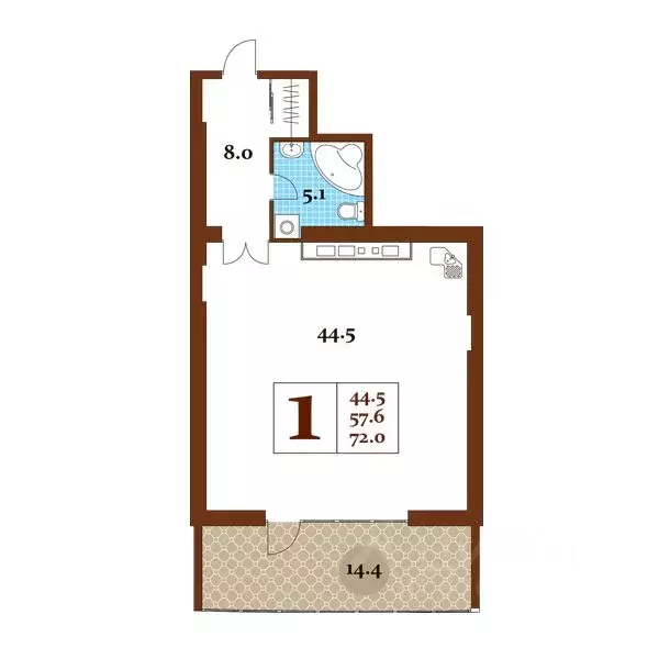 Студия Крым, Ялта муниципальный округ, Курпаты пгт Царский берег жилой ... - Фото 1