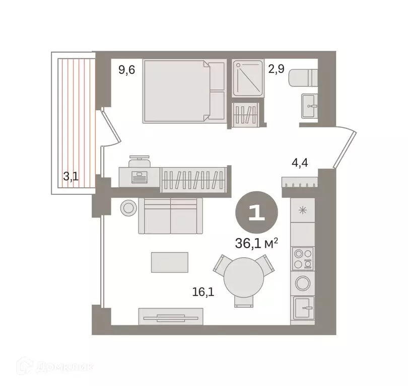 Продаётся 1-к квартира, 36.03 м - Фото 0