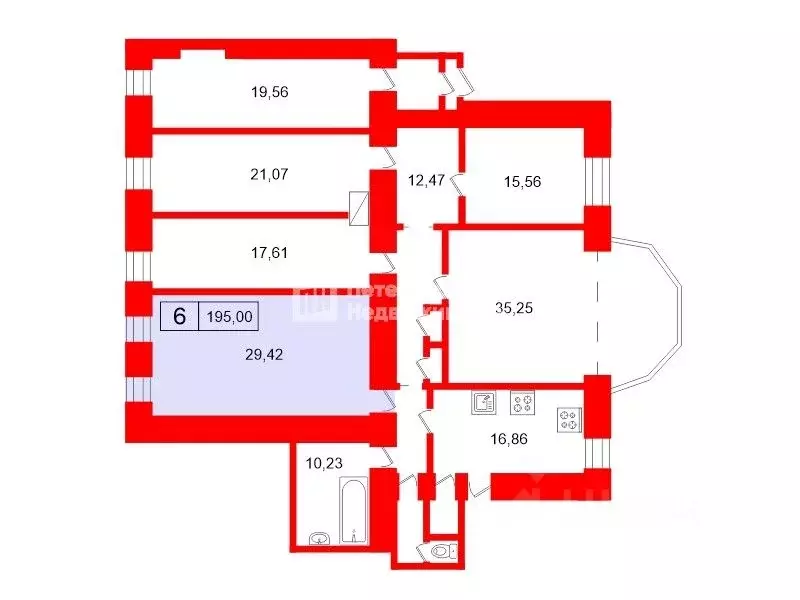 Комната Санкт-Петербург Вознесенский просп., 33 (29.4 м) - Фото 2