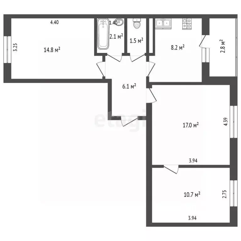 3-к кв. Башкортостан, Стерлитамак ул. Сагитова, 2Д (60.4 м) - Фото 1