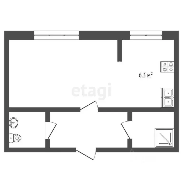1-к кв. Крым, Симферополь ул. Русская (25.0 м) - Фото 1