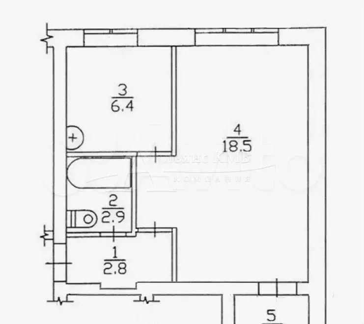 1-к. квартира, 30 м, 1/5 эт. - Фото 0