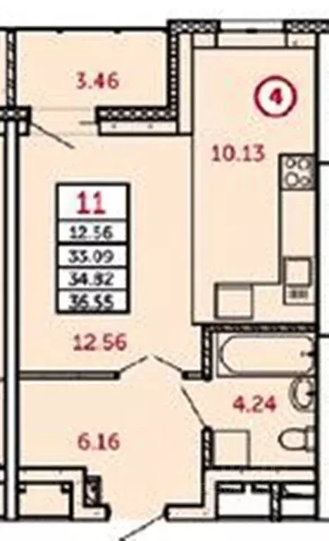 1-к кв. Свердловская область, Екатеринбург ул. Комсомольская, 67 (33.0 ... - Фото 0