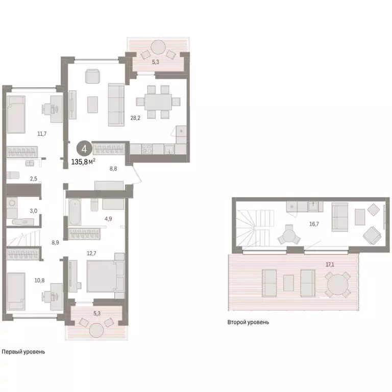 4-комнатная квартира: Тюмень, ЖК Дом у Озера (135.8 м) - Фото 1