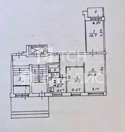 3-к. квартира, 58,4 м, 6/9 эт. - Фото 0