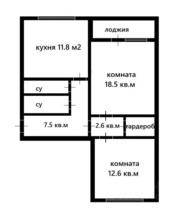 2-к кв. Санкт-Петербург просп. Королева, 73 (60.9 м) - Фото 1