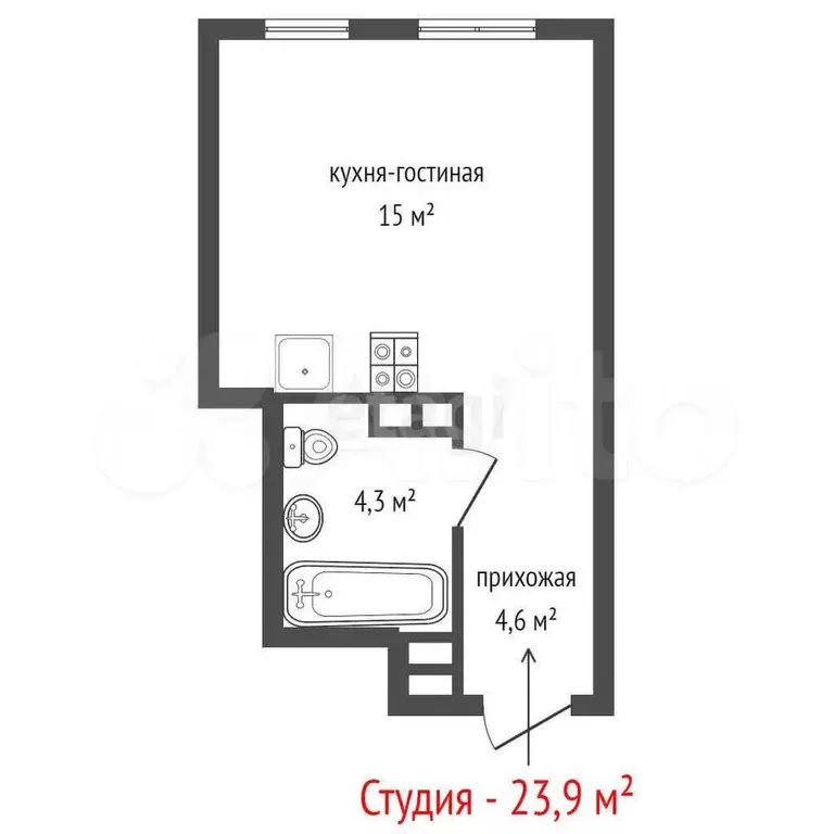 Квартира-студия, 24 м, 14/33 эт. - Фото 1