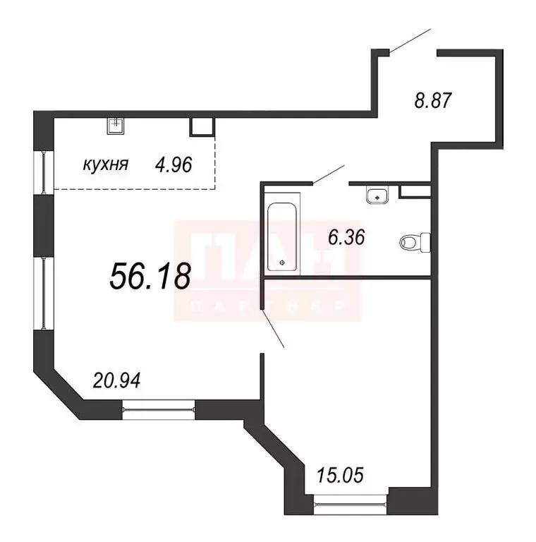 1-комнатная квартира: Санкт-Петербург, проспект Шаумяна, 14 (35.99 м) - Фото 0