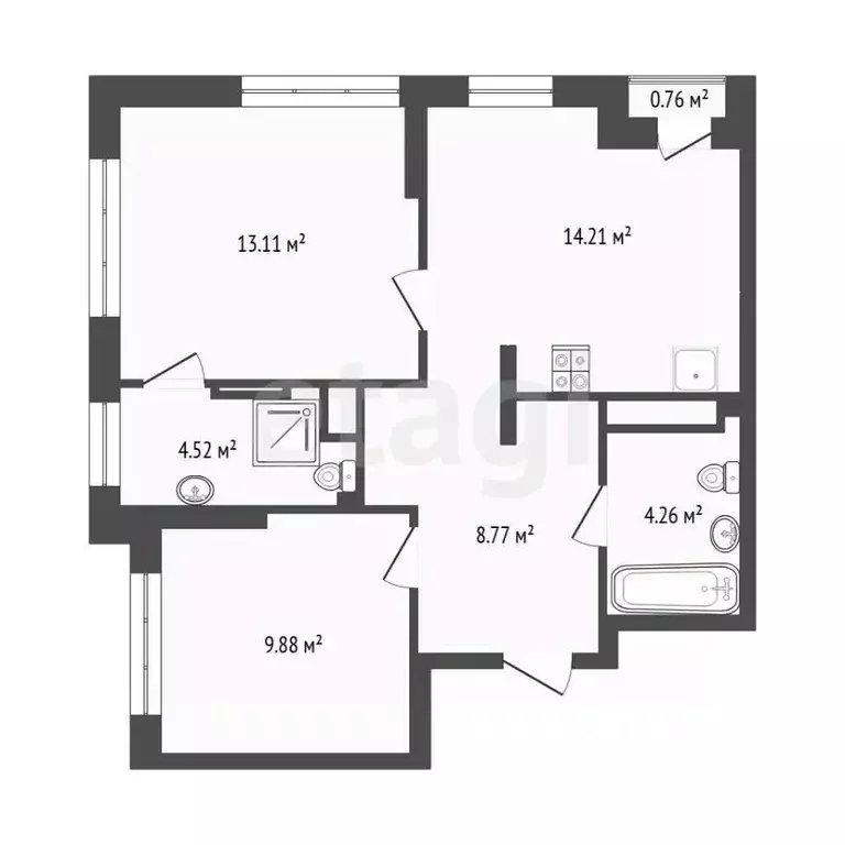 2-к кв. Тюменская область, Тюмень Полевая ул., 108 (54.8 м) - Фото 2