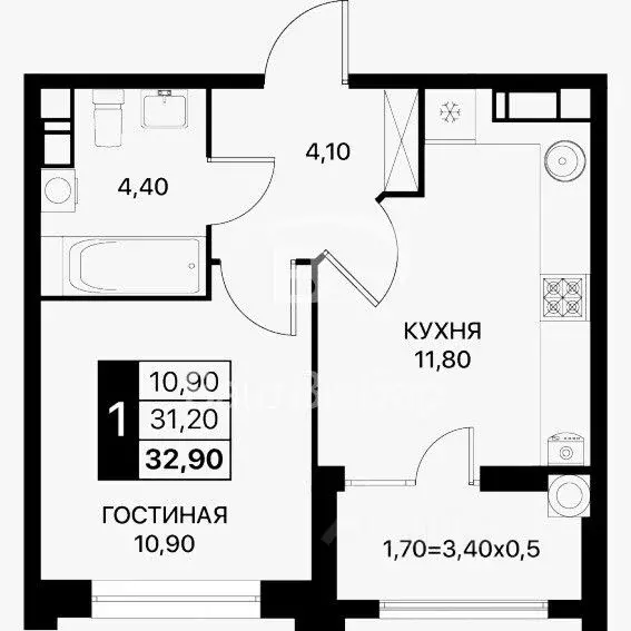 1-к кв. Ростовская область, Ростов-на-Дону просп. Шолохова (32.0 м) - Фото 1