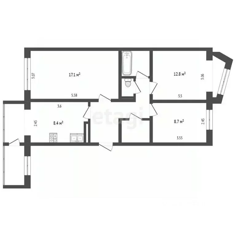 3-к кв. Камчатский край, Петропавловск-Камчатский Звездная ул., 1 ... - Фото 2