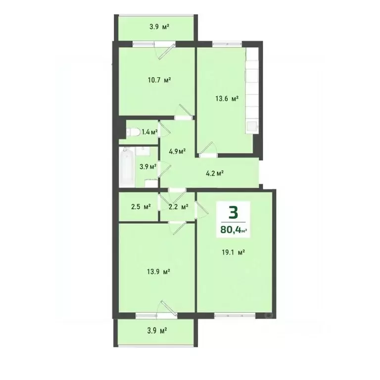 3-к кв. Омская область, Омск Заозерный мкр, ул. Сергея Тюленина, 4 ... - Фото 1