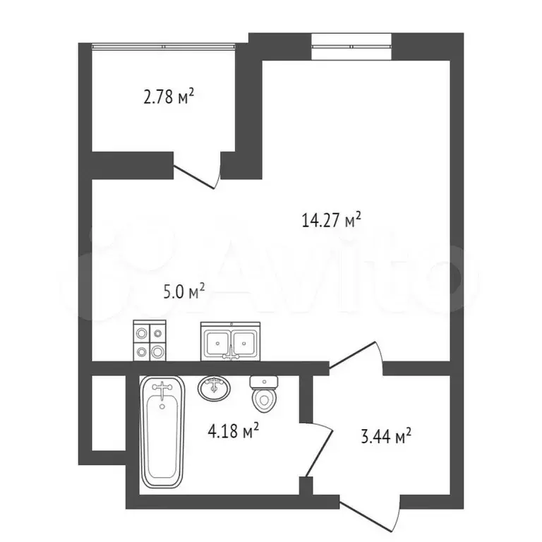 Квартира-студия, 26,7 м, 6/8 эт. - Фото 0
