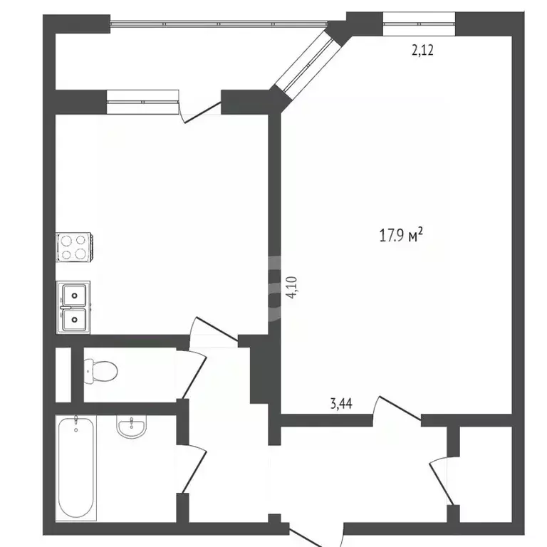 1-к кв. ханты-мансийский ао, сургут университетская ул, 27 (37.5 м) - Фото 1