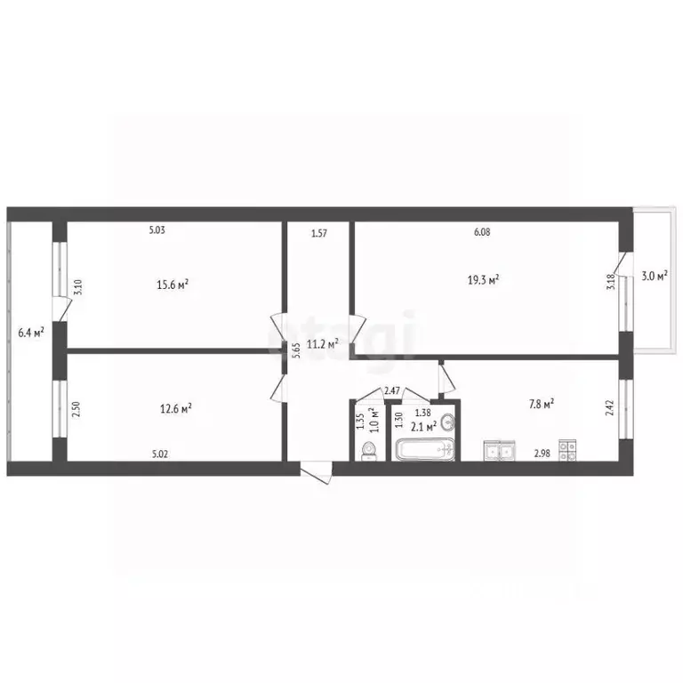 3-к кв. Самарская область, Самара Ново-Садовая ул., 25 (69.6 м) - Фото 2