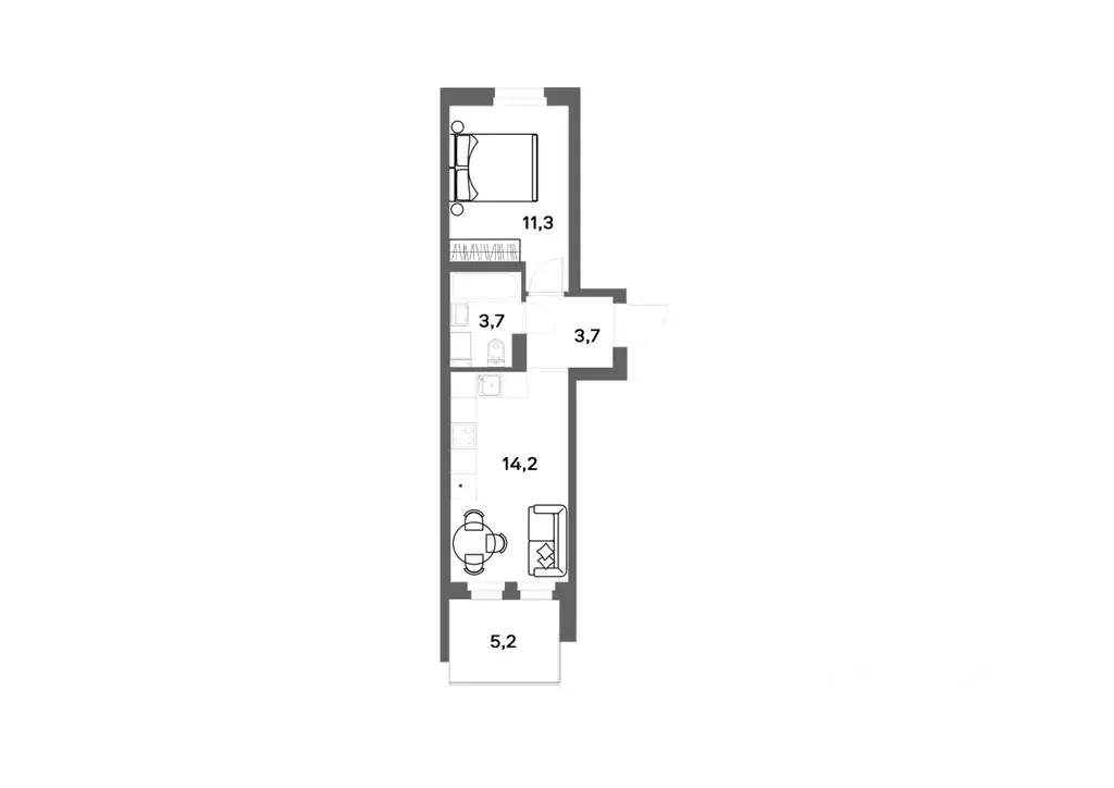 1-к кв. Ленинградская область, Всеволожский район, д. Новое Девяткино ... - Фото 0