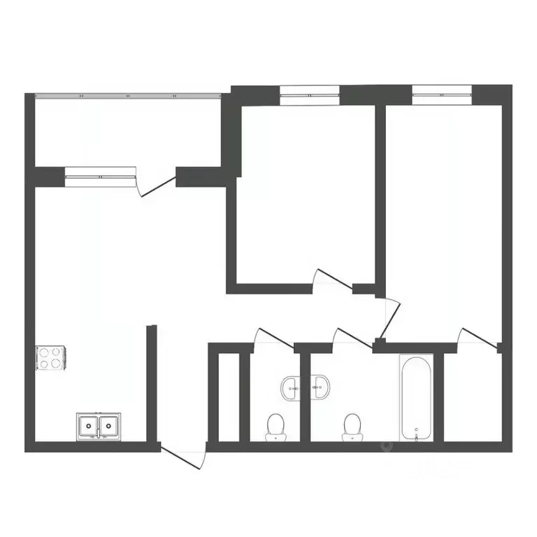 2-к кв. Тюменская область, Тюмень ул. 50 лет Октября, 57Б (60.5 м) - Фото 1