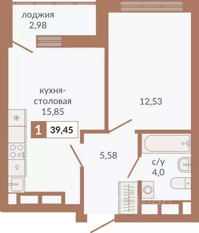 1-к кв. Свердловская область, Екатеринбург пер. Старателей (39.45 м) - Фото 0