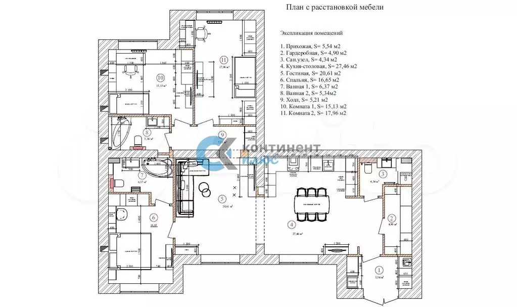 3-к. квартира, 131 м, 1/5 эт. - Фото 0