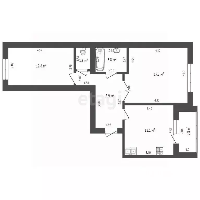 2-к кв. Башкортостан, Стерлитамак просп. Октября, 93 (56.3 м) - Фото 2