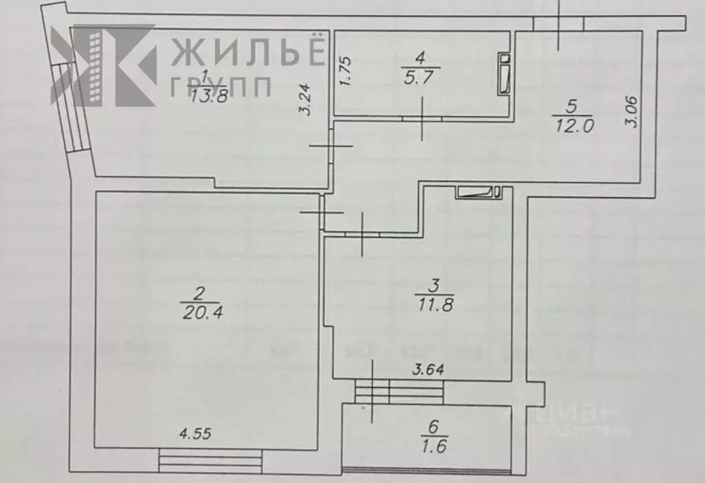 2-к кв. Татарстан, Казань ул. Аметьевская магистраль, 18к2 (65.0 м) - Фото 2