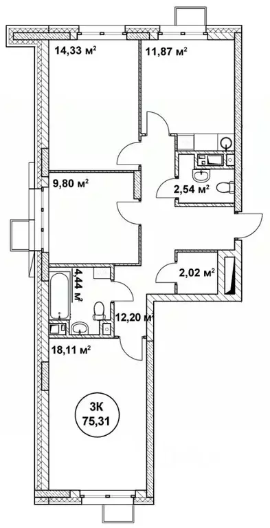 3-к кв. Нижегородская область, Нижний Новгород ул. Родионова (75.31 м) - Фото 1