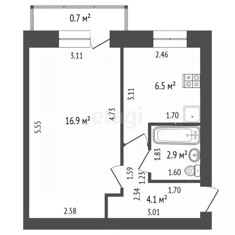 1-к кв. Башкортостан, Стерлитамак просп. Октября, 23 (31.4 м) - Фото 2