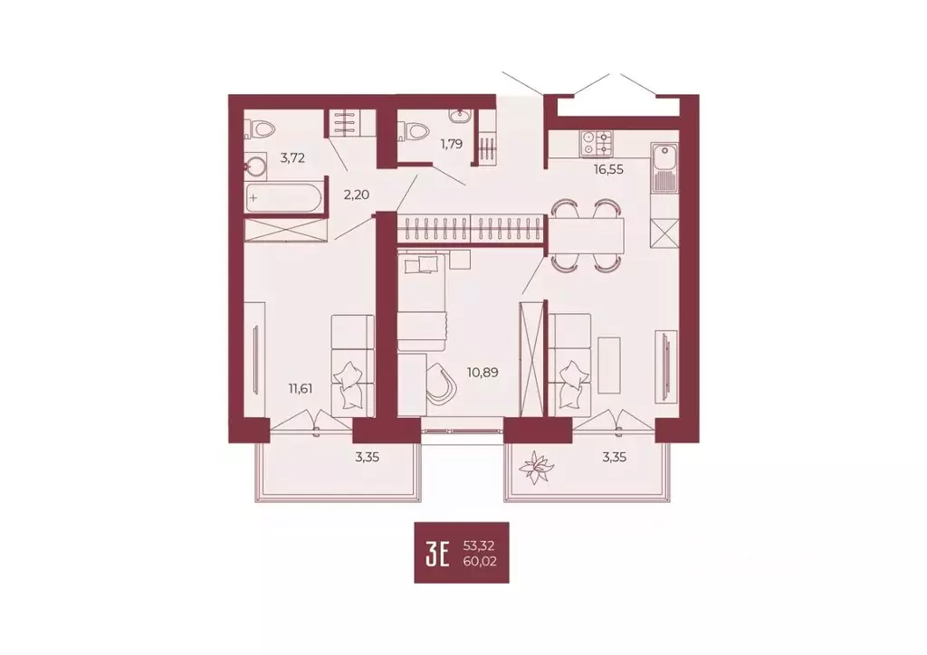 3-к кв. Пензенская область, Пенза ул. Тепличная, 55 (60.02 м) - Фото 1