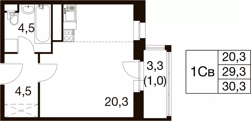 Студия Московская область, Балашиха Гагарина мкр, ул. Проектная, 4 ... - Фото 1